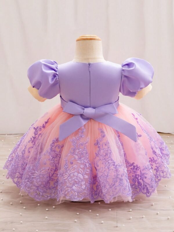Robe fleurie brodée bicolore – Image 2