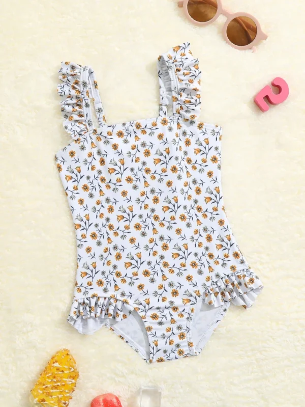 Maillot bain fleuri volants