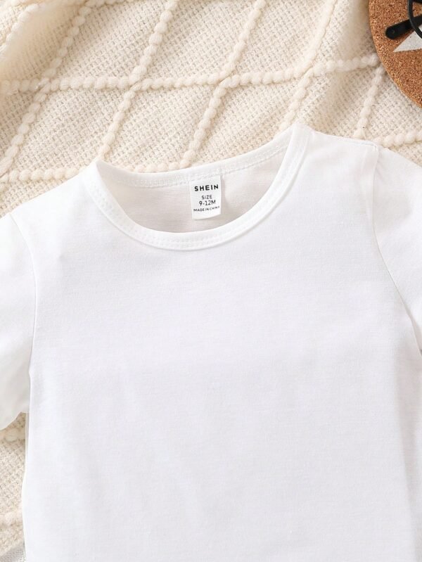 T-shirt col rond unicolore bébé – Image 3