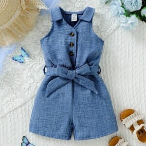 Barboteuse col froissé denim