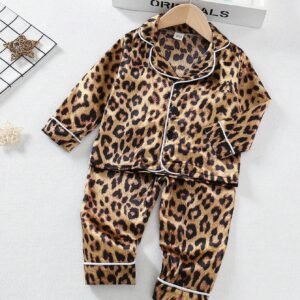 2 pcs pyjama léopard contrasté