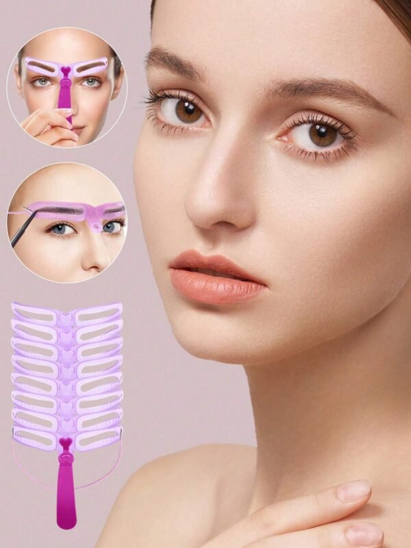 8 pcs pochoirs sourcils réutilisables – Image 3