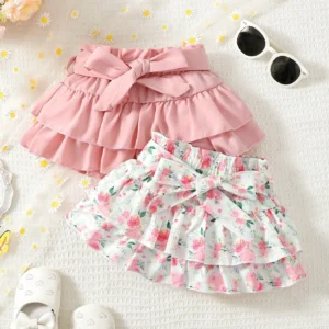 Jupe 2 couches fleurs ceinture