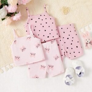 2 pcs pyjama cœurs débardeur