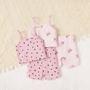 2 pcs pyjama cœurs débardeur