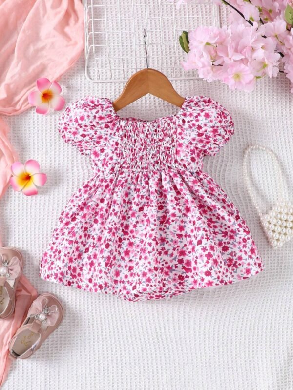 Robe manches courtes fleurie bébé – Image 2