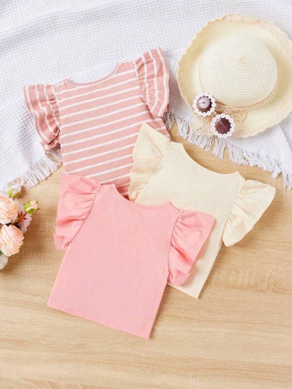 3 pcs ensemble tops unis volants – Image 2