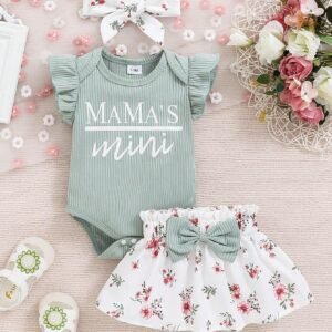 Combinaison lettres + jupe fleurs