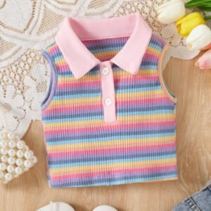 Top polo rayé sans manches