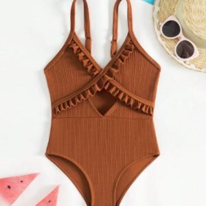 Maillot bain volants bretelles