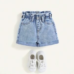 Short jean bohème volants