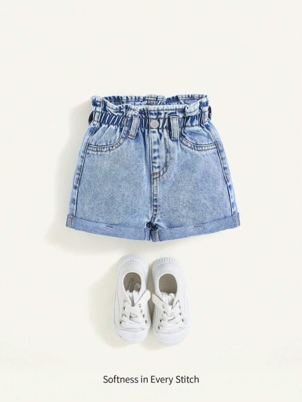 Short jean bohème volants