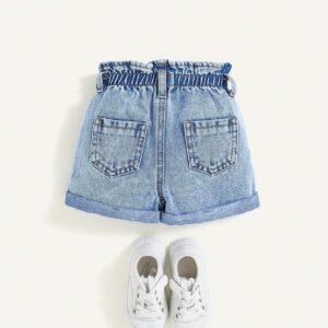 Short jean bohème volants