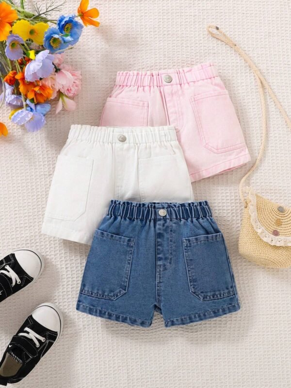 3 pcs shorts jean volants