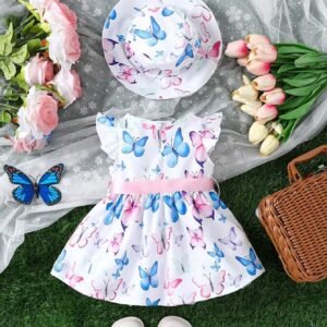 Ensemble robe papillon chapeau