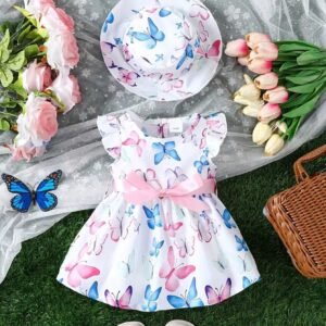 Ensemble robe papillon chapeau