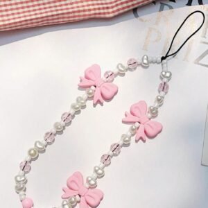 Lanière papillon perle rose