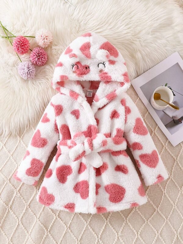 Peignoir capuche cœur peluche – Image 7