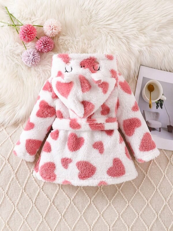 Peignoir capuche cœur peluche – Image 2