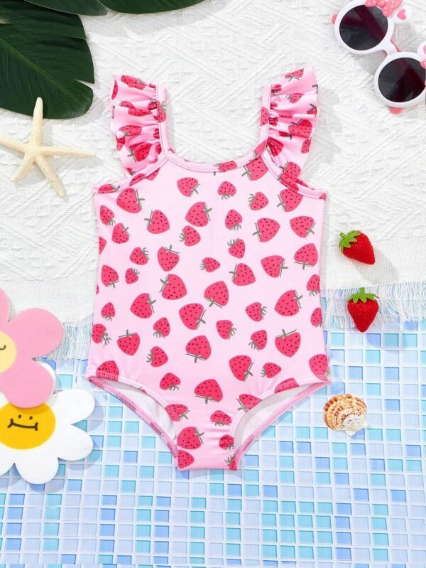 Maillot bain manches courtes fraise
