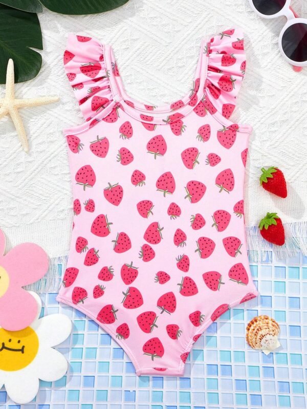 Maillot bain manches courtes fraise – Image 2