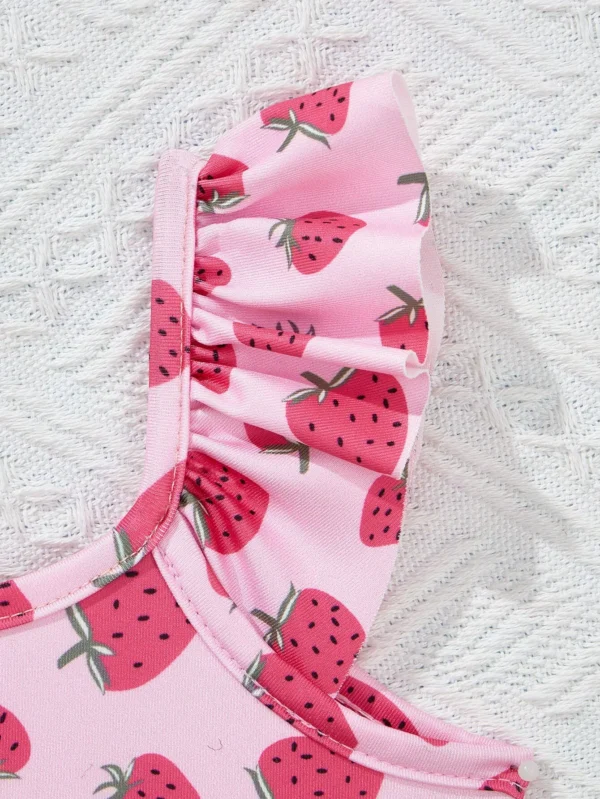 Maillot bain manches courtes fraise – Image 3