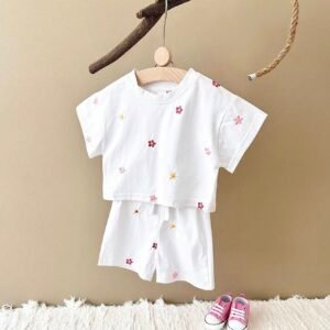 2 pcs t-shirt fleurs short