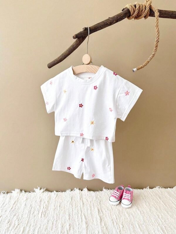 2 pcs t-shirt fleurs short