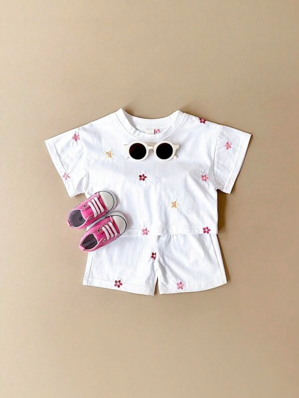 2 pcs t-shirt fleurs short – Image 5