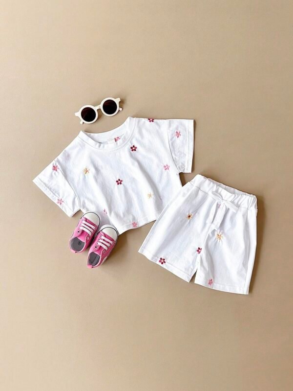 2 pcs t-shirt fleurs short – Image 6
