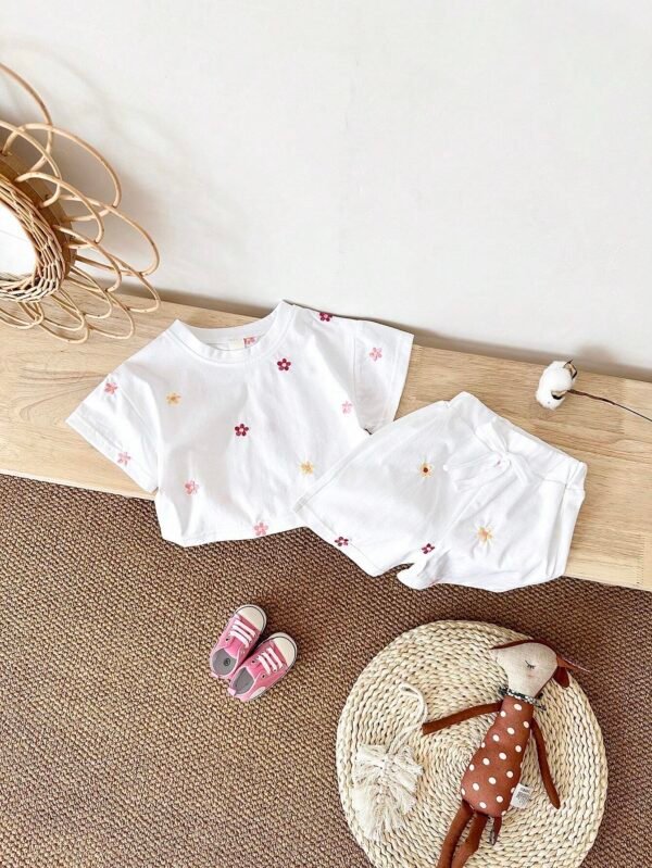 2 pcs t-shirt fleurs short – Image 7