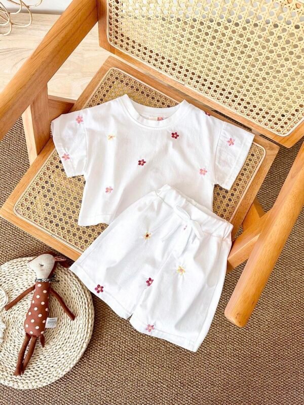 2 pcs t-shirt fleurs short – Image 8