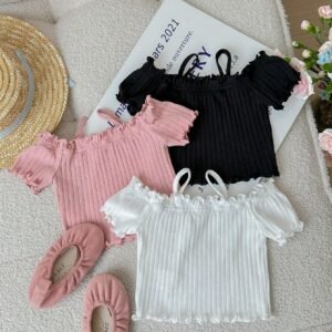 3 pcs tops tricot épaule dénudée