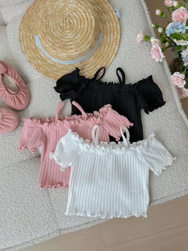 3 pcs tops tricot épaule dénudée – Image 2