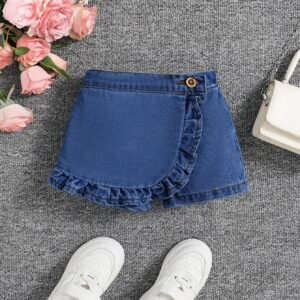 Jupe-short jean volants boho