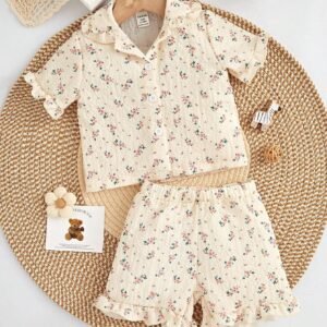 2 pcs ensemble fleur abricot