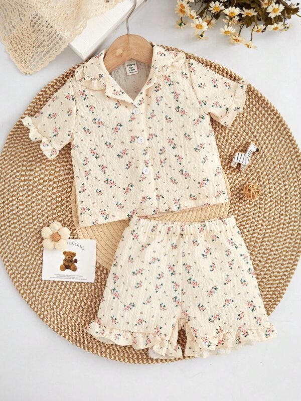 2 pcs ensemble fleur abricot