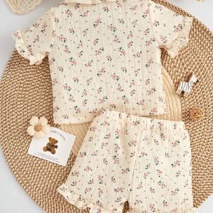 2 pcs ensemble fleur abricot