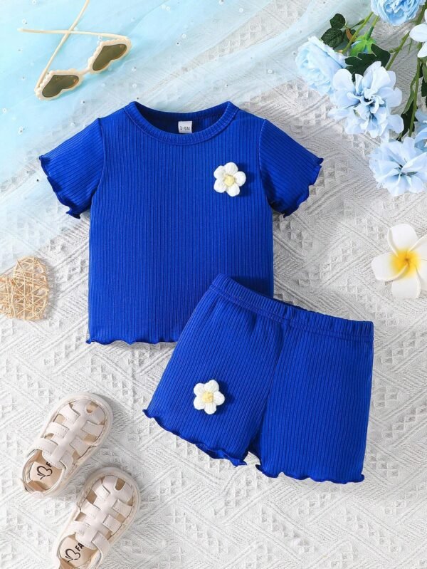 2 pcs haut fleur short