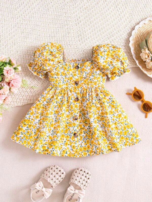 Robe manches courtes fleurs bébé