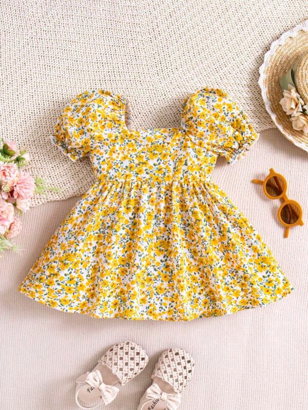 Robe manches courtes fleurs bébé – Image 2
