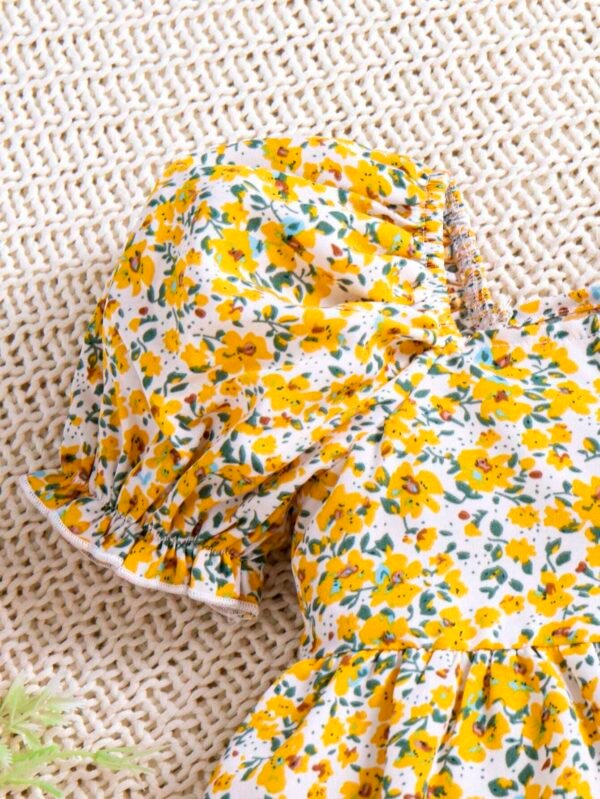 Robe manches courtes fleurs bébé – Image 4