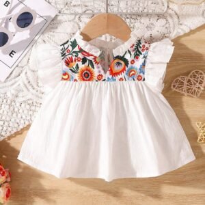 Top sans manches fleurs volants