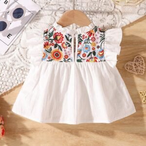 Top sans manches fleurs volants