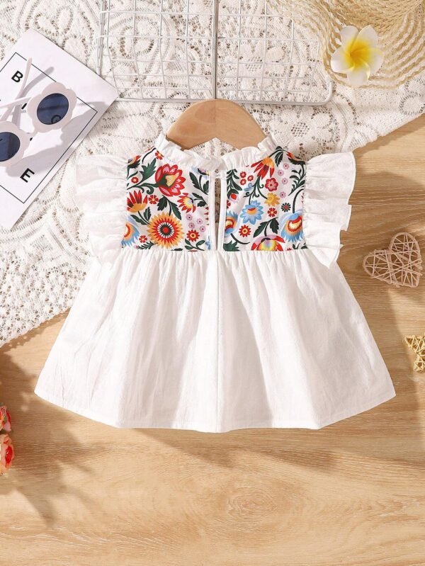 Top sans manches fleurs volants – Image 2