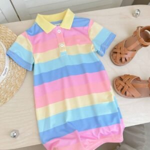 Robe rayée polo manches courtes