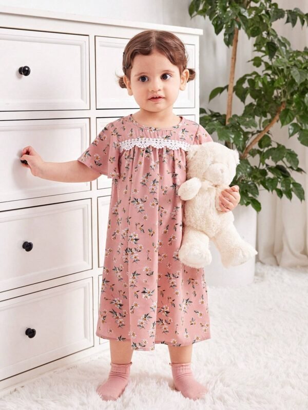 Robe imprimée fleurs dentelle – Image 3