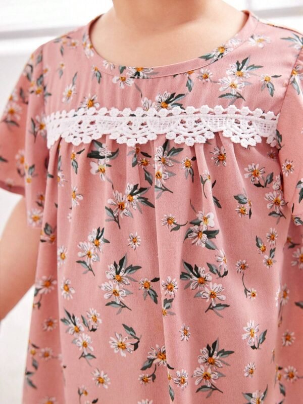 Robe imprimée fleurs dentelle – Image 4