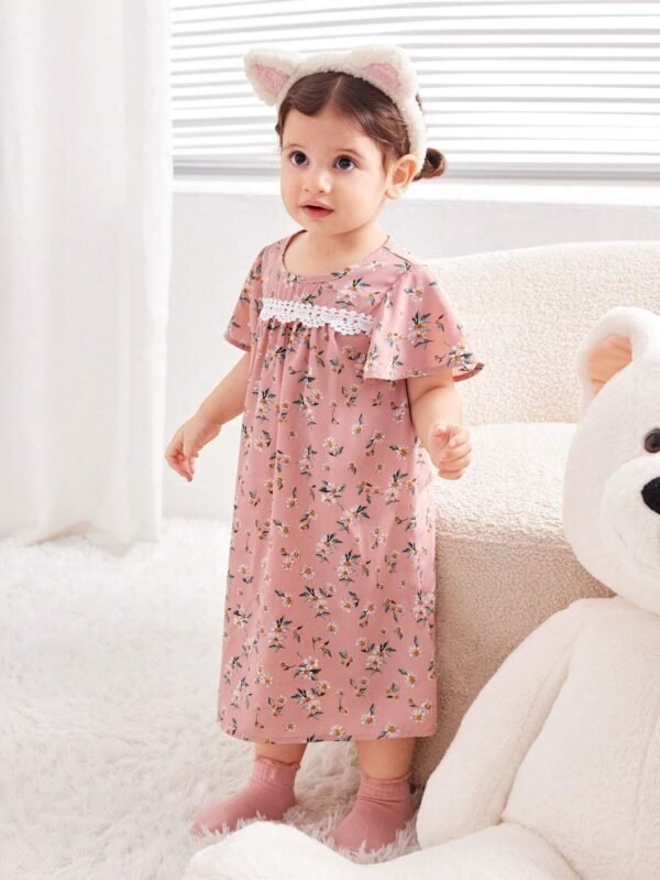 Robe imprimée fleurs dentelle – Image 5