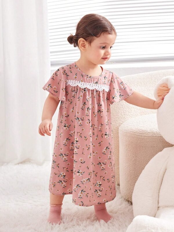 Robe imprimée fleurs dentelle – Image 6